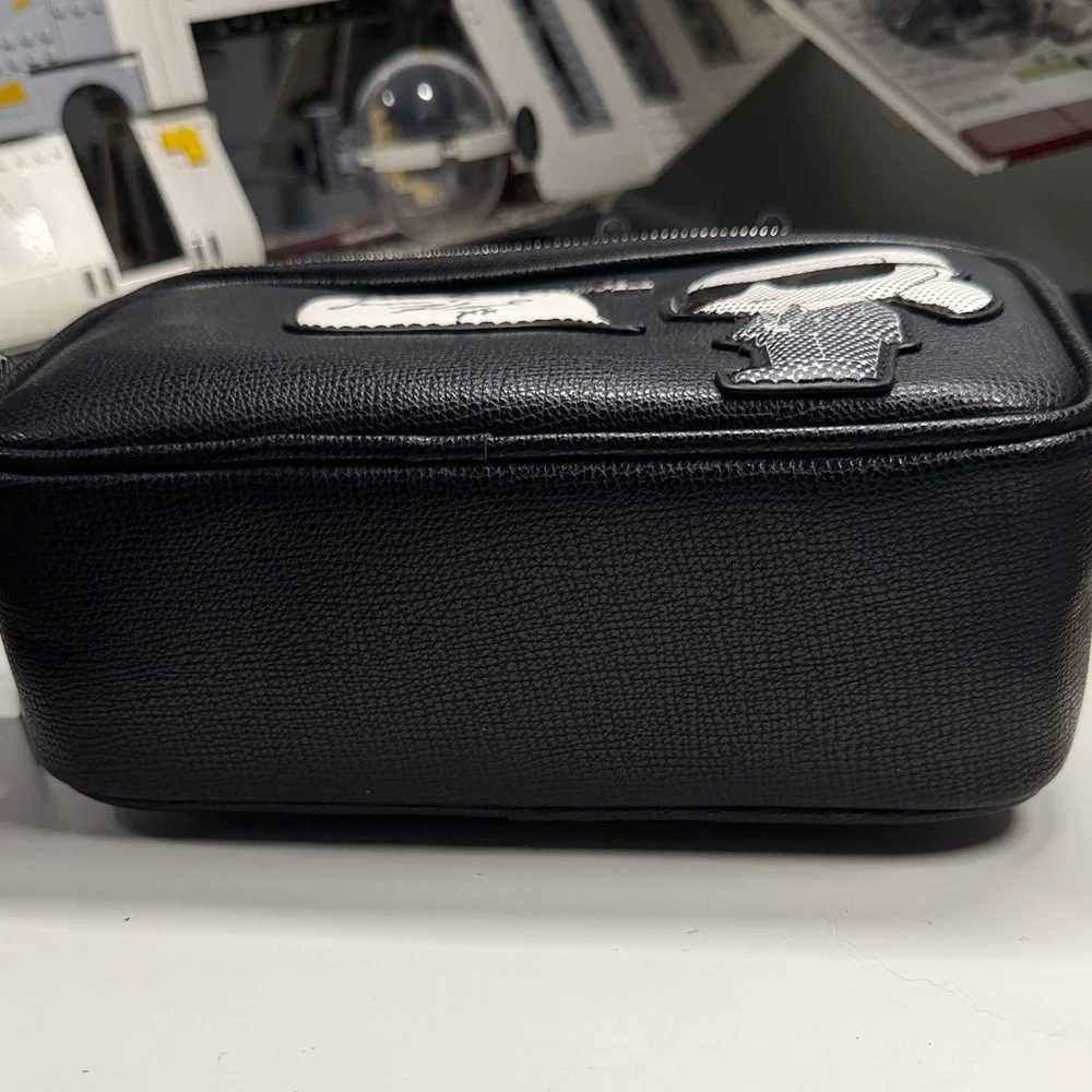 NWT Karl Lagerfeld Black Leather Camera Bag